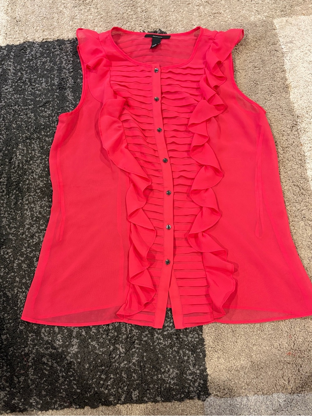 Alfani Womens Shirt Hot Pink Button Up Sleeveless Top - Size 6
